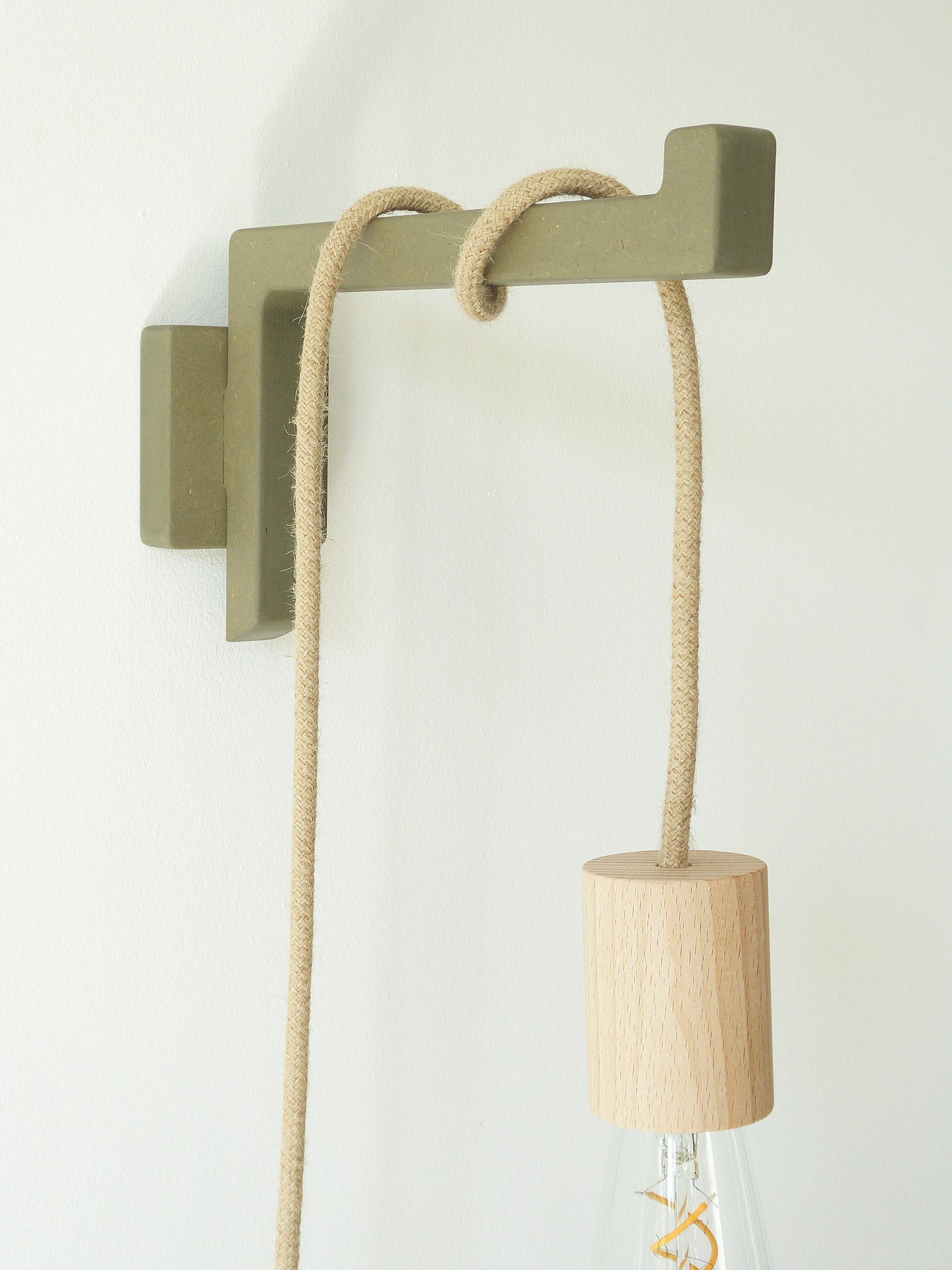 LUMEN wooden wall light bracket / wall mounted lamp hook - sage