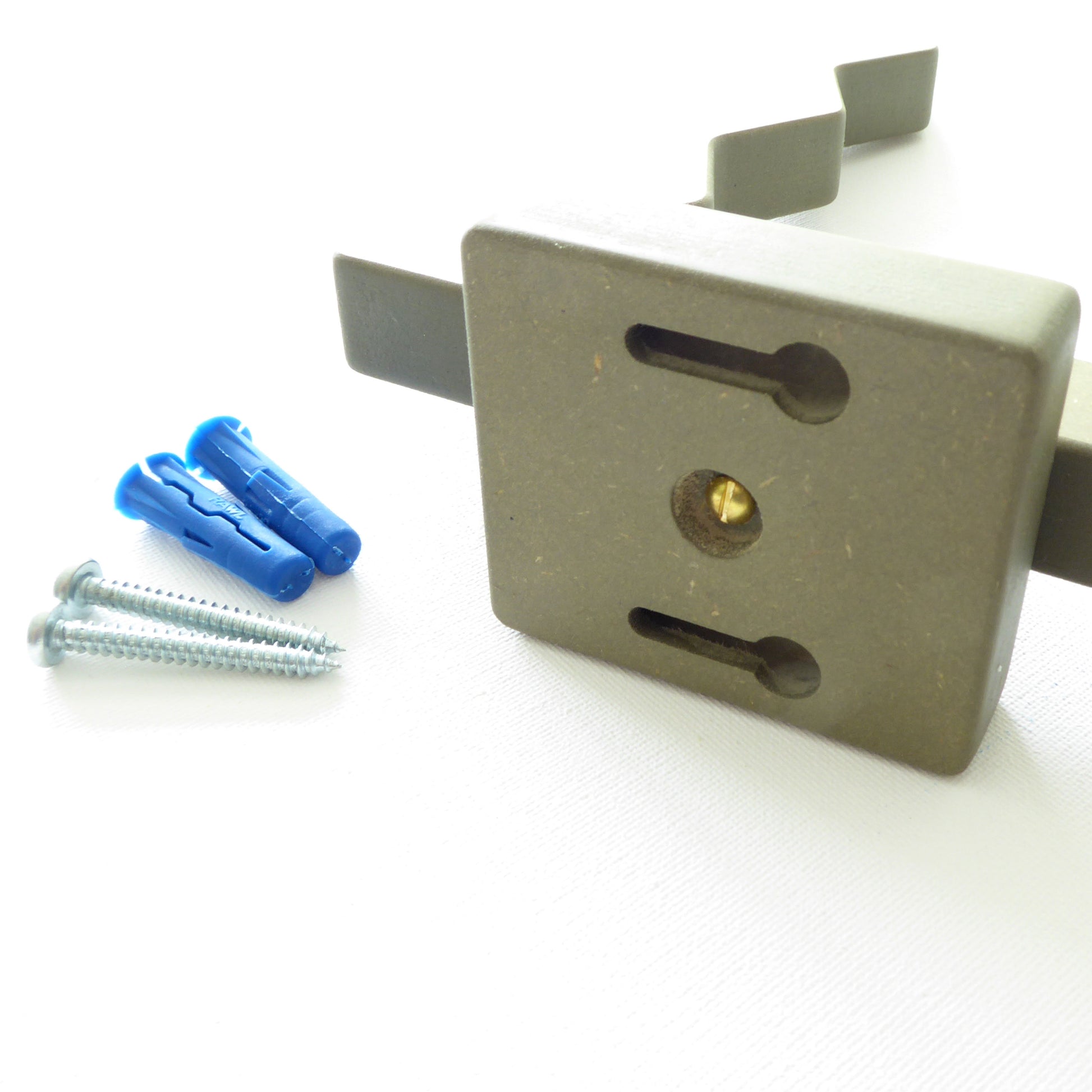 Image showing the back of the wall mounted light bracket with two keyhole slots to ensure screws are hidden - screws, wall plugs and instructions supplied