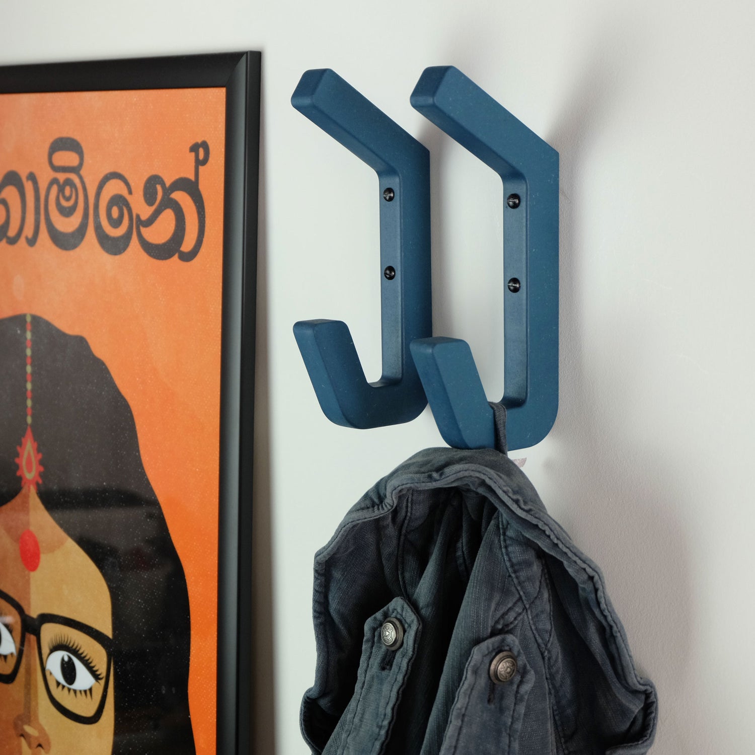 GEO blue wooden wall hook