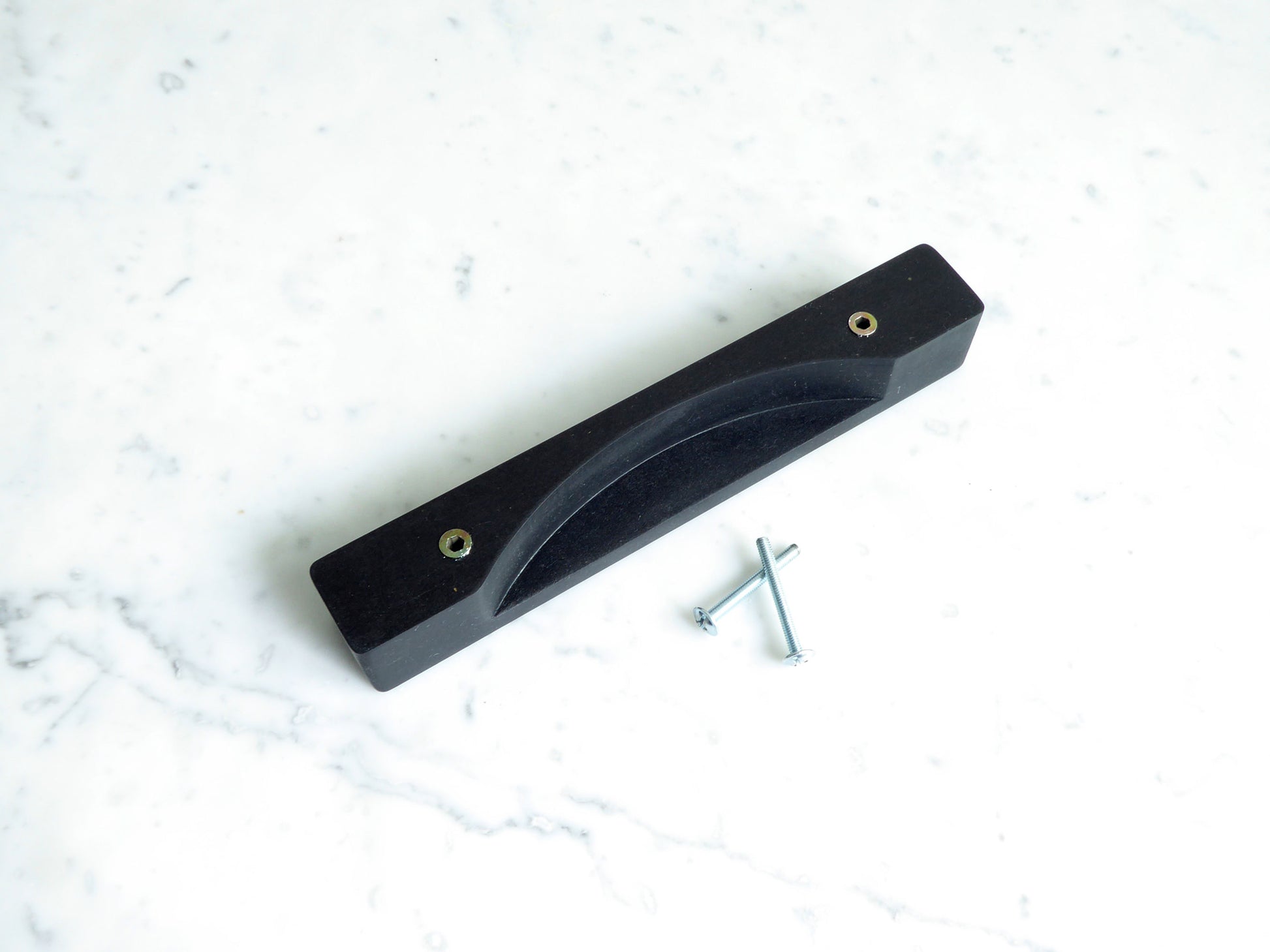 black kitchen cupboard pull with fixing screws for easy installation