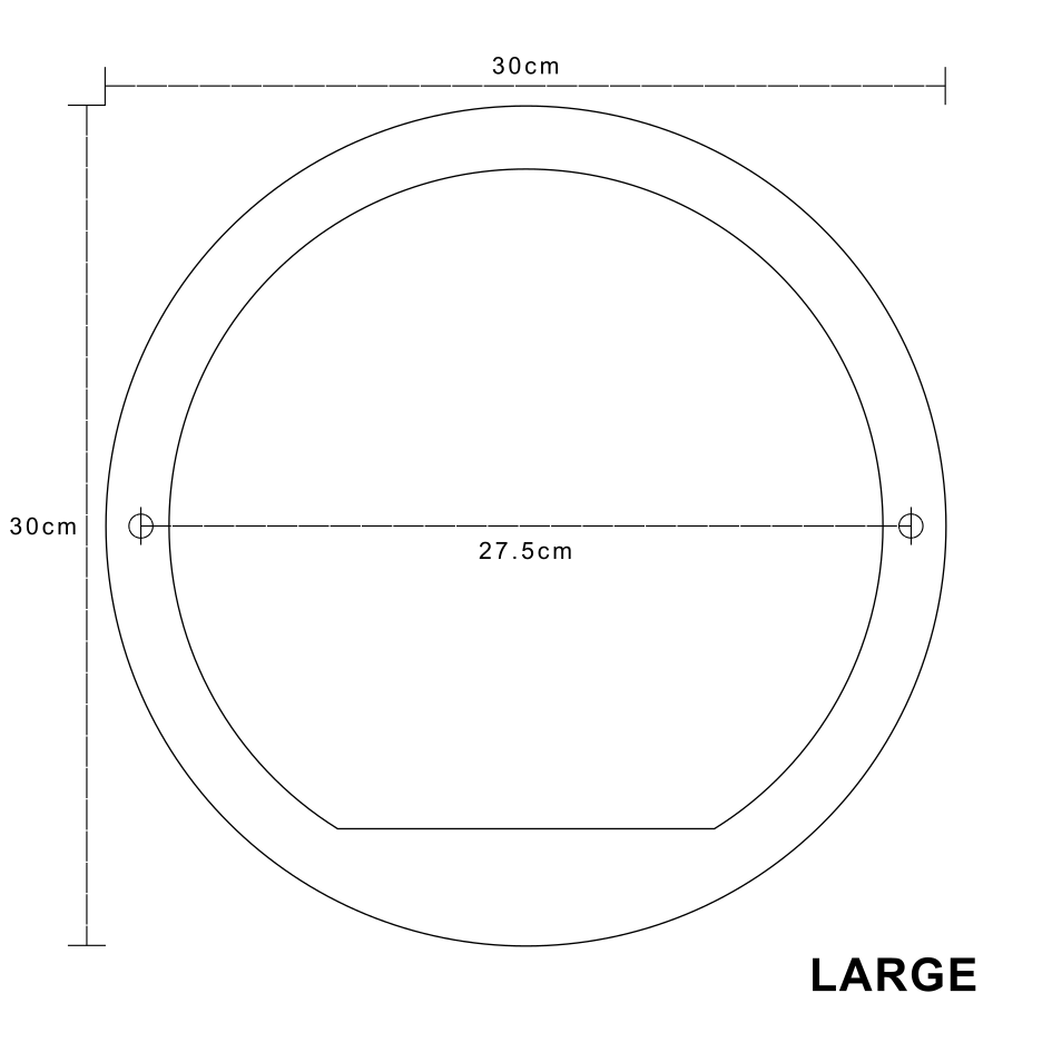 Dimensions of the wall mounted display shelf in size large
