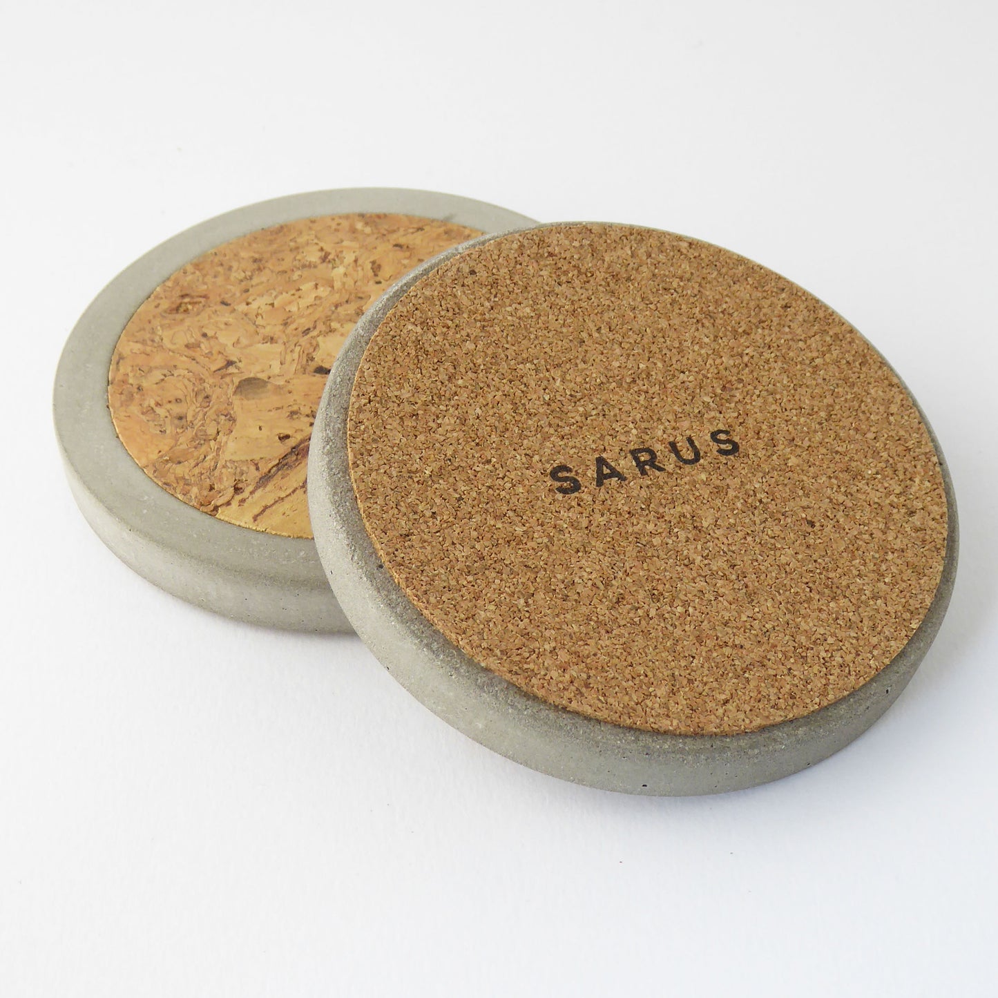 Concrete and cork coaster set - natural grey - set of 2 or 4