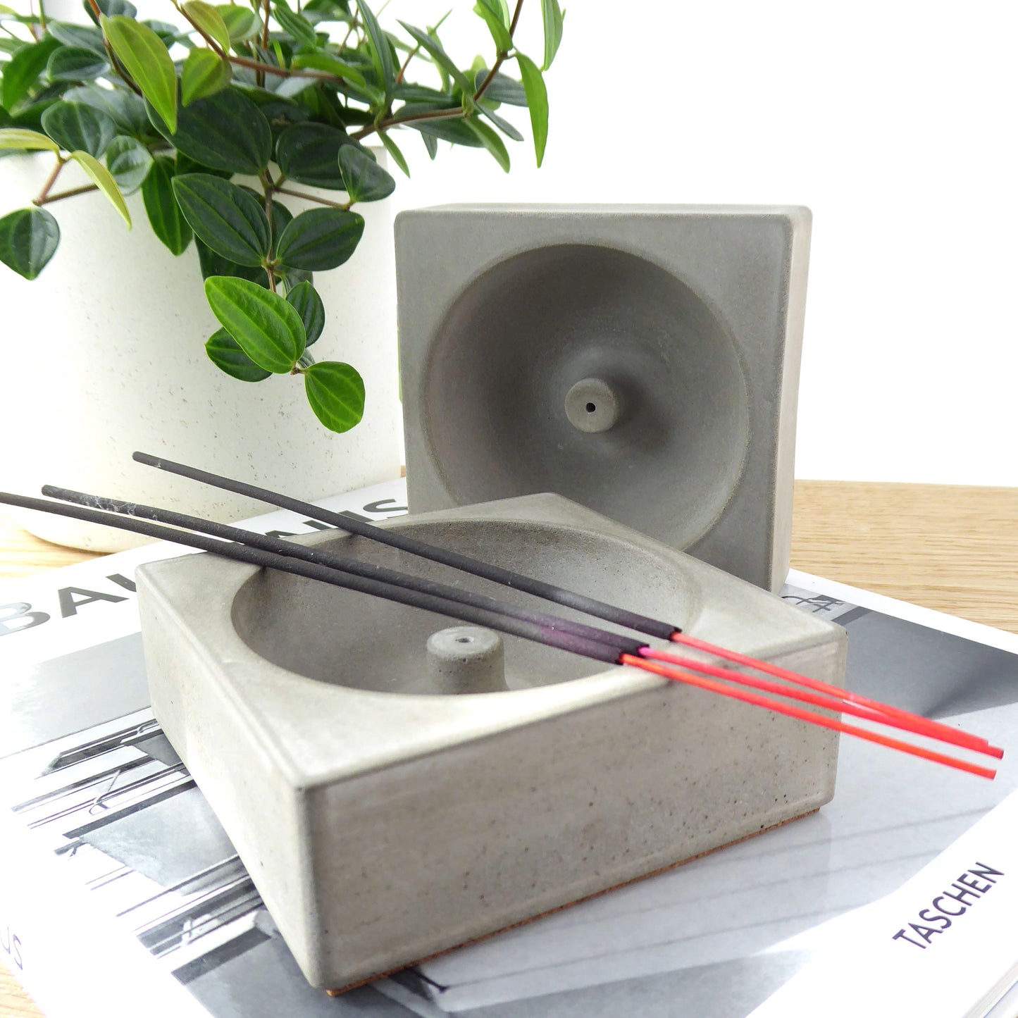 Concrete incense holder - natural grey or white