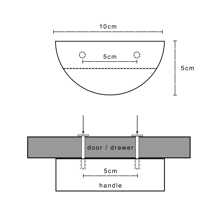 Installation guide for the half moon cupboard knob