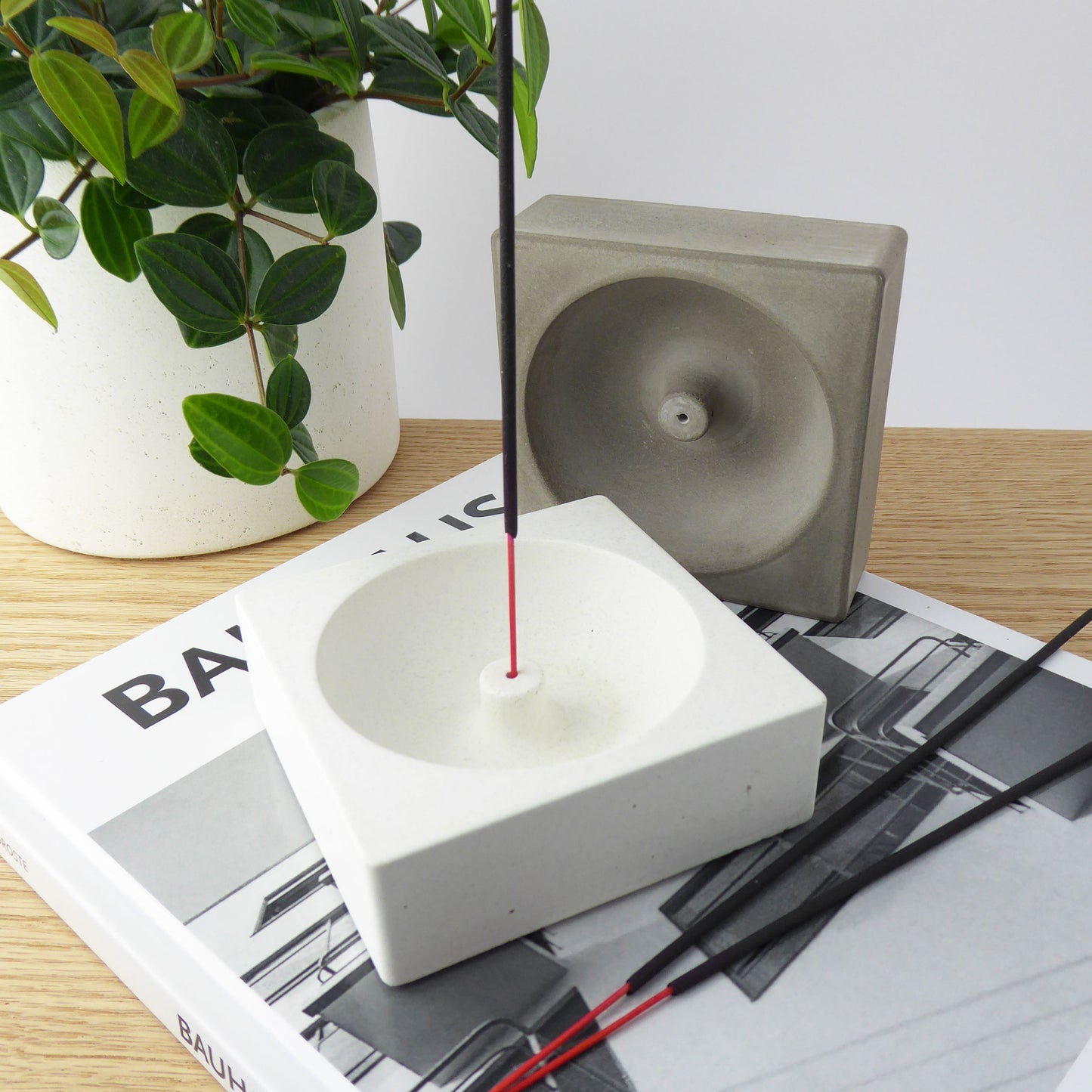 Concrete incense holder - natural grey or white