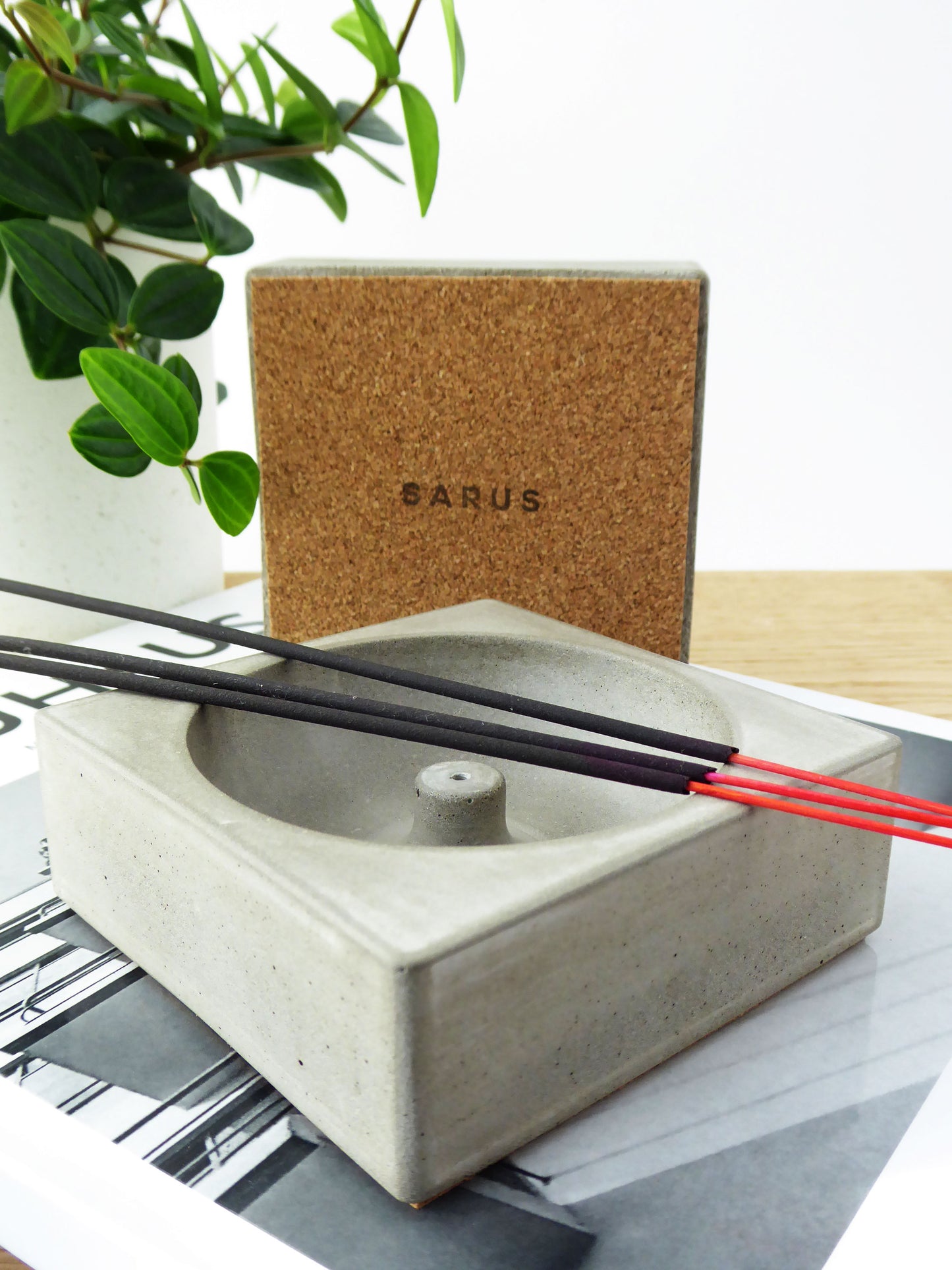 Concrete incense holder - natural grey or white