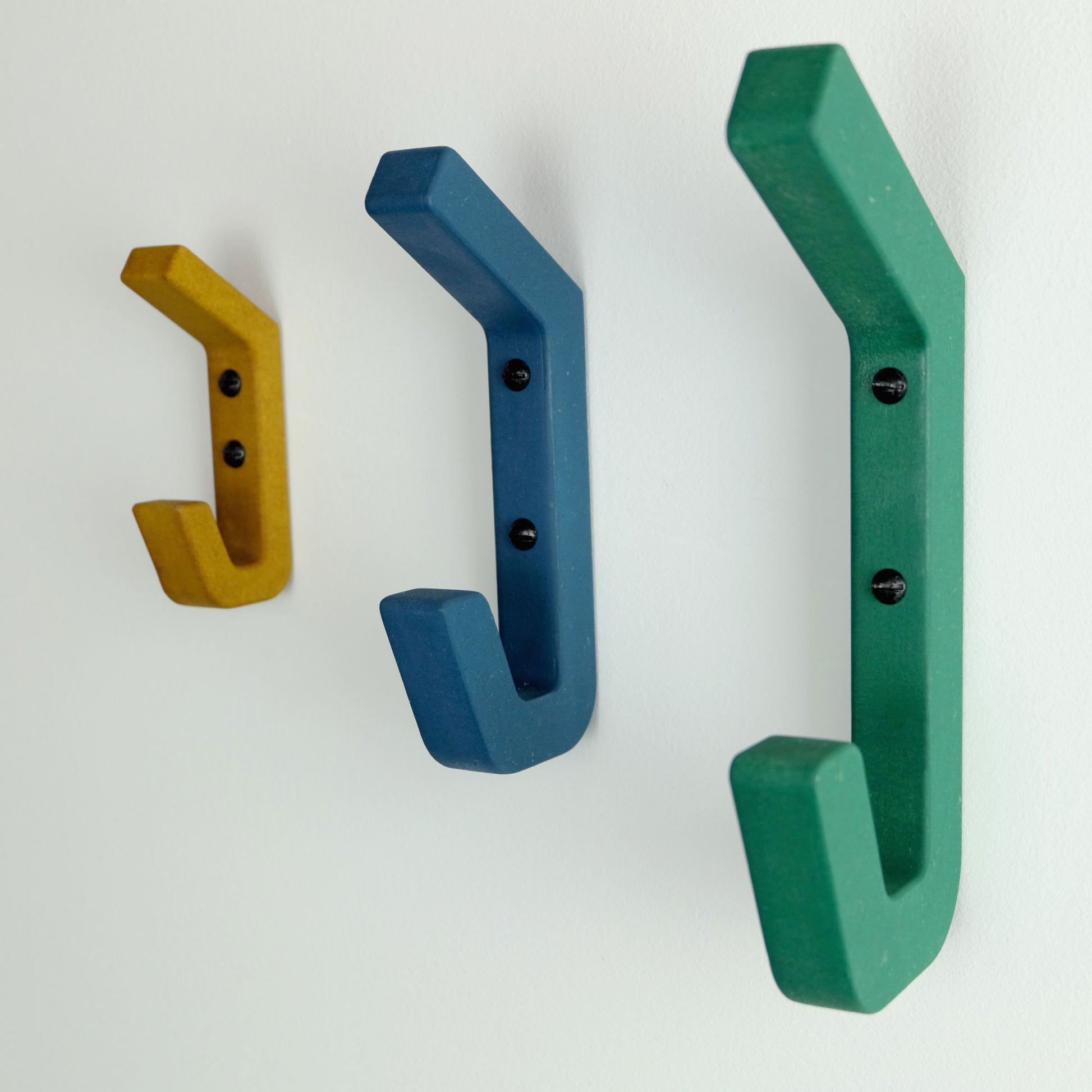 Wall mounted wooden clothes hooks in 3 different sizes