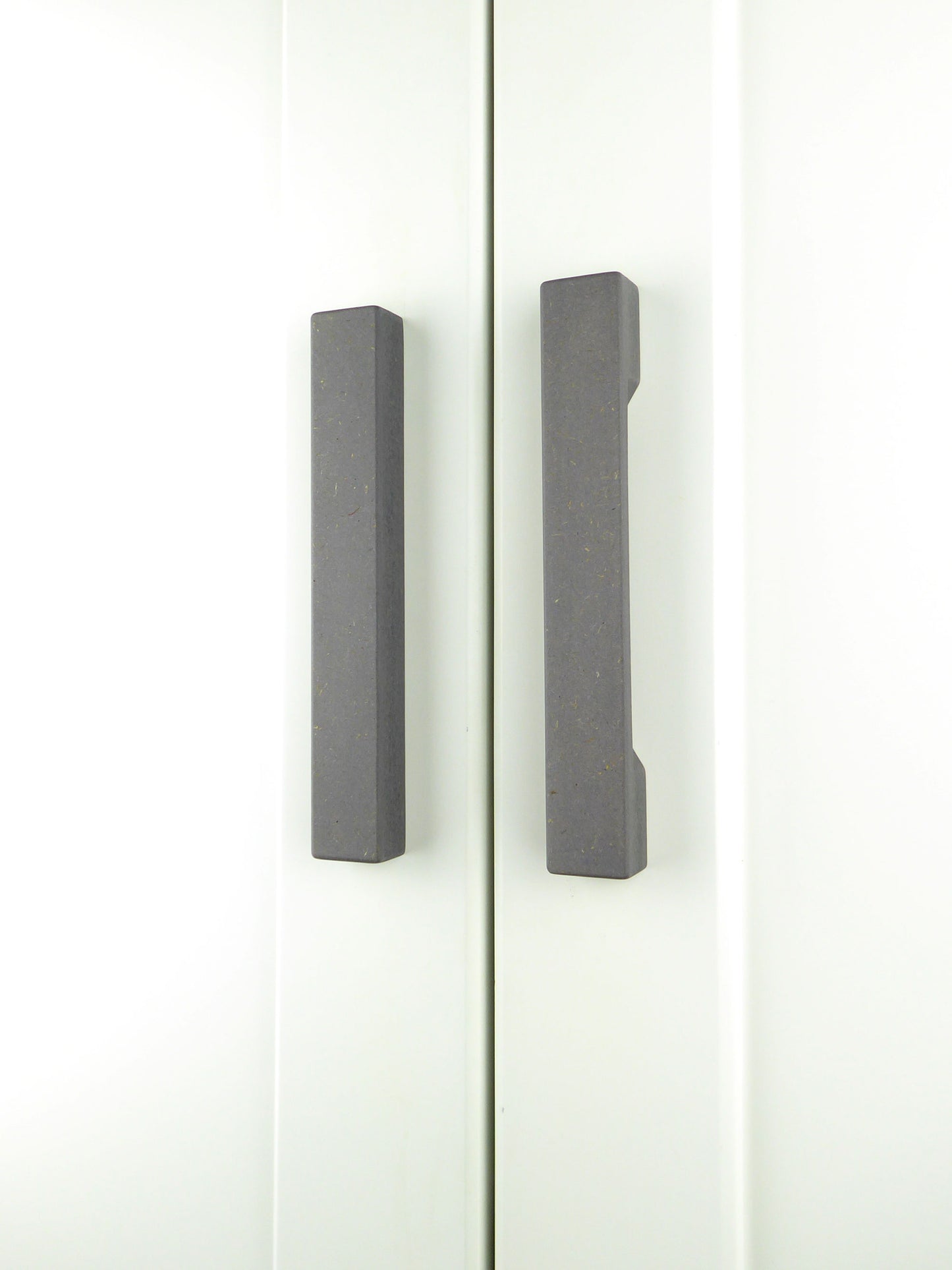 Pair of grey handcrafted wooden wardrobe handles