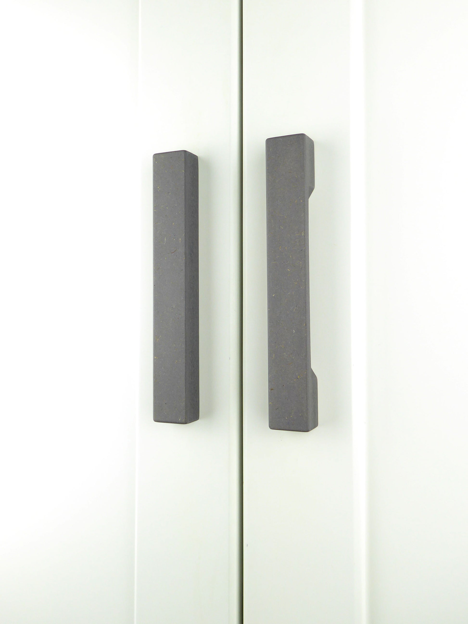 Pair of grey handcrafted wooden wardrobe handles