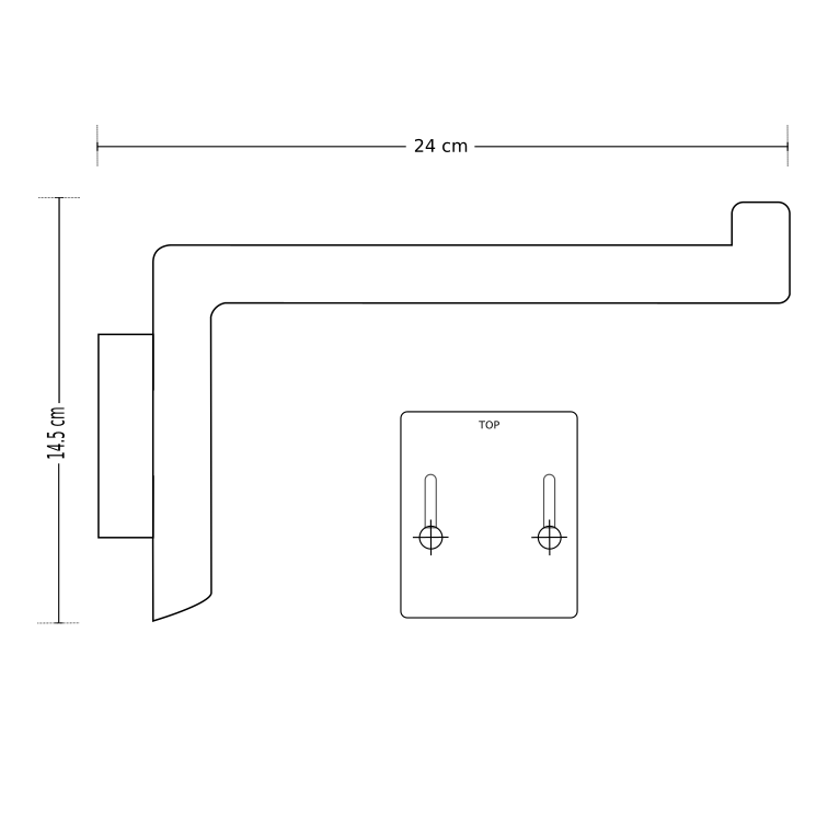 Dimensions for a wall mounted light bracket