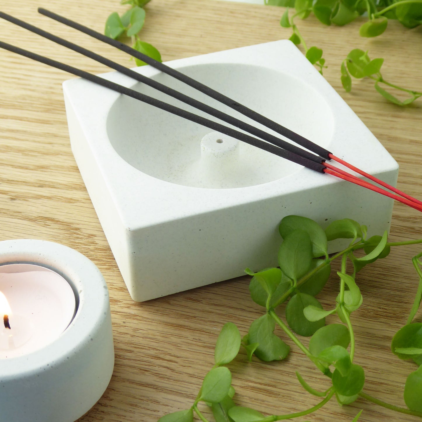 Concrete incense holder - natural grey or white