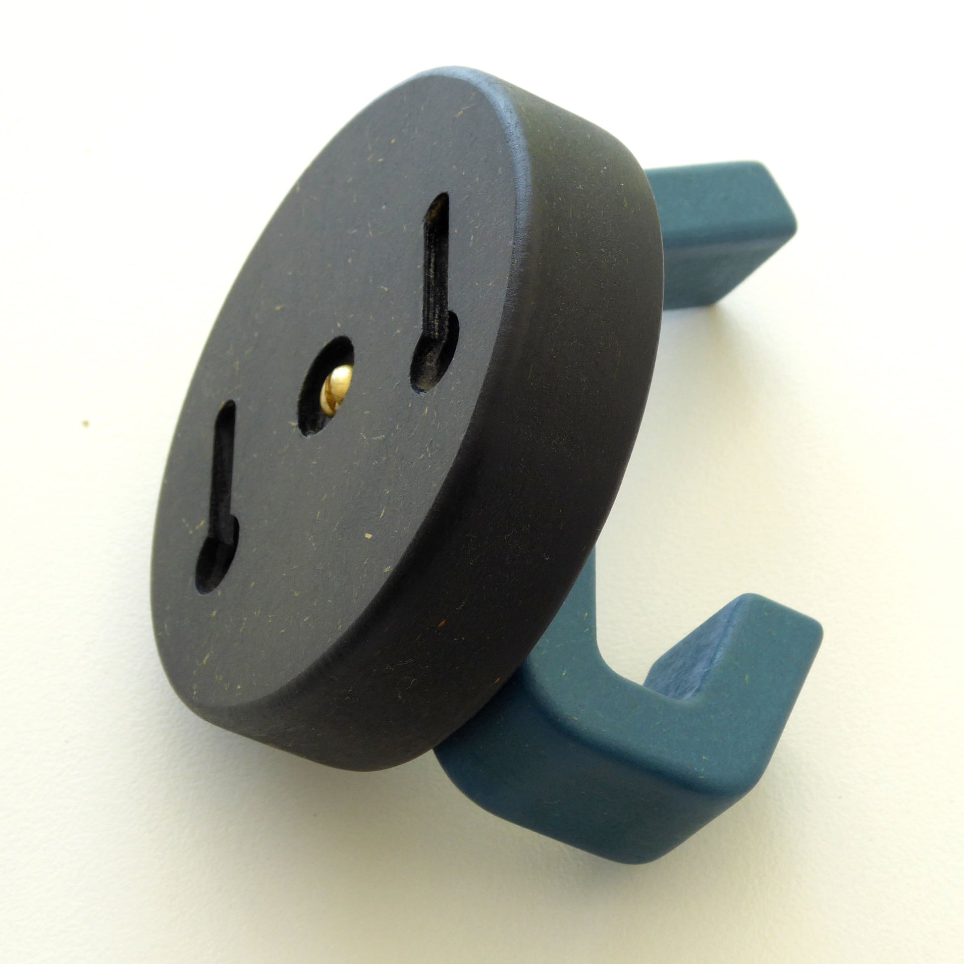 Back of the COVE robe hook showing keyhole slots so that the screws are hidden from view.