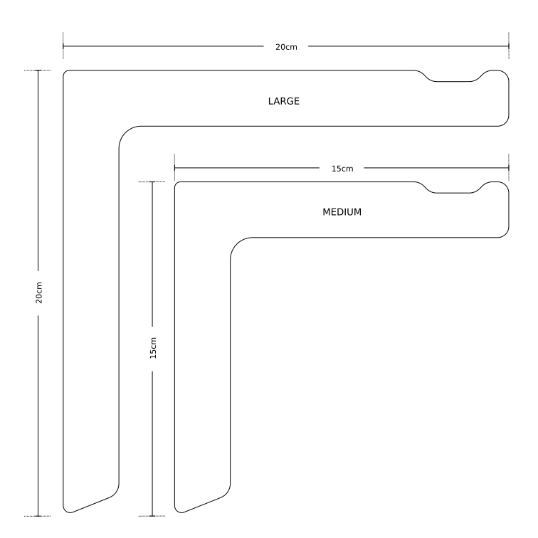 Dimensions of the different sizes of the STEM plant hanger