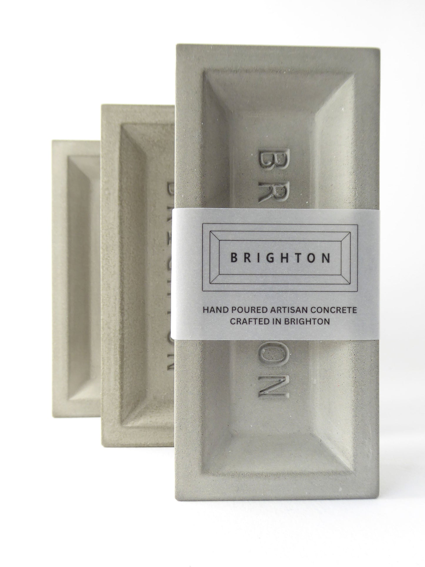 Concrete decorative bricks with 'Brighton' engraved on them 