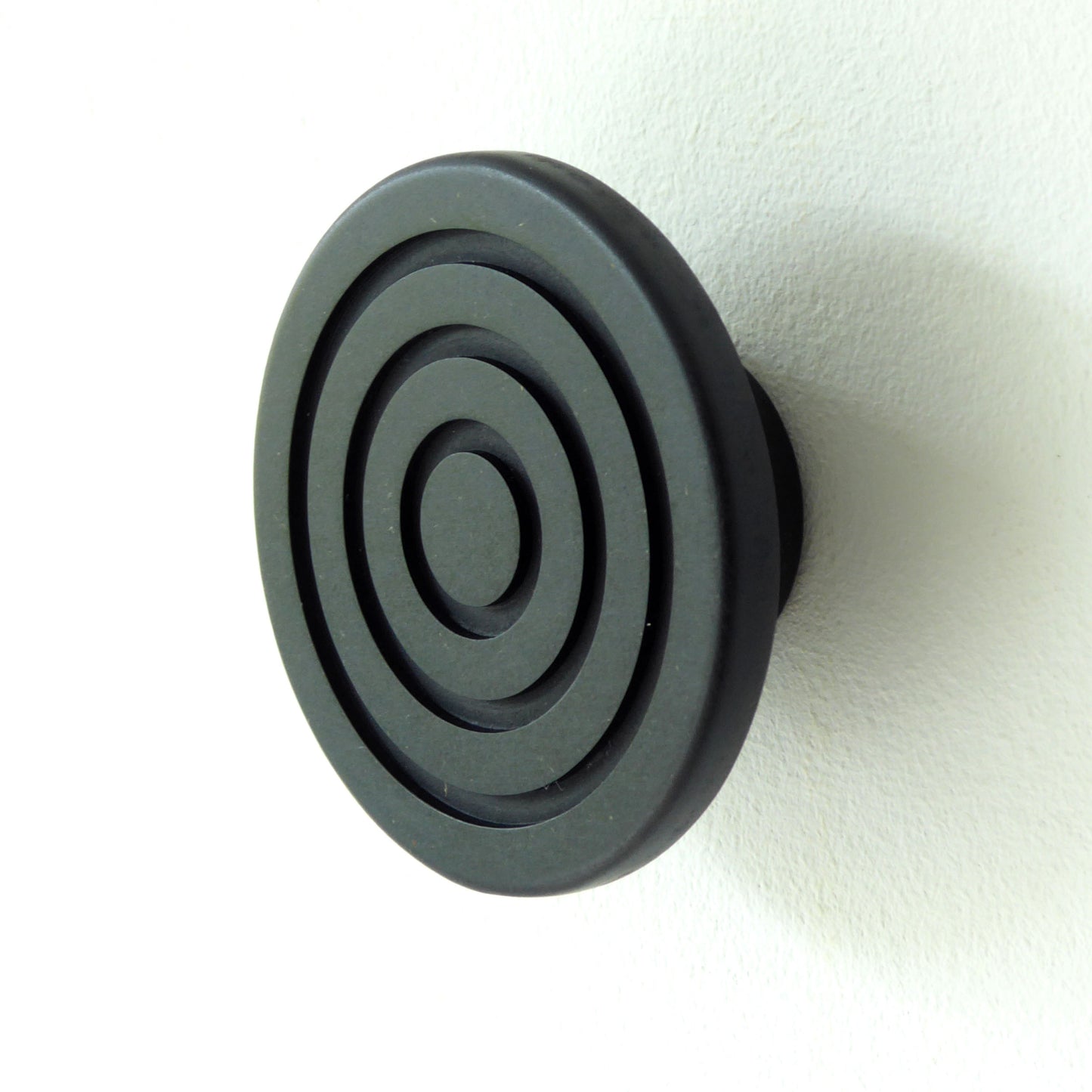 SPIRAL embossed round wooden wall hook - matt black