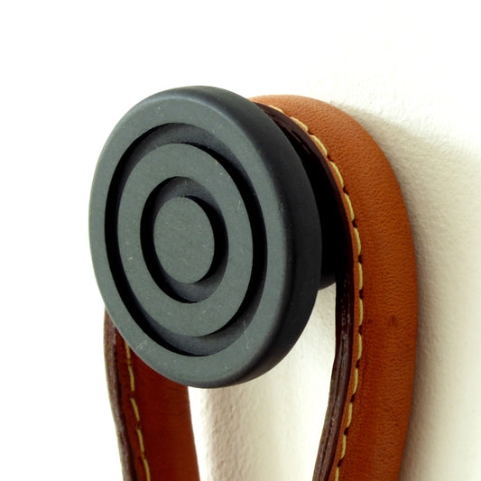 SPIRAL embossed round wooden wall hook - black - various sizes