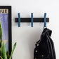 Wooden coat rack with 3 hooks - black or blue