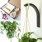 Gift set for plant lover - macrame hanger and wooden plant hook - black or grey