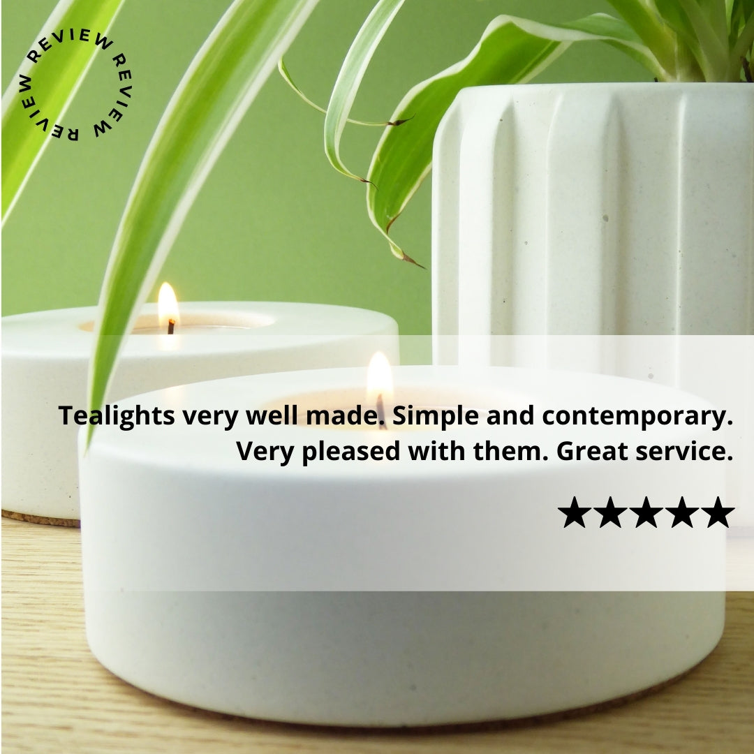 Concrete cylindrical tea light holder - natural grey or white