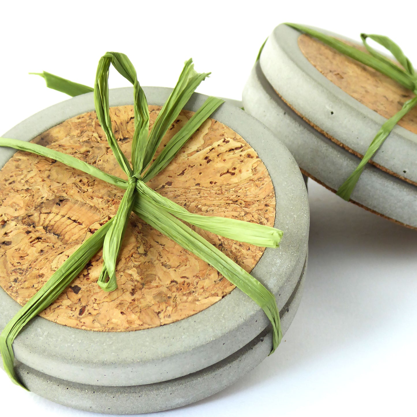 Concrete and cork coaster set - natural grey - set of 2 or 4