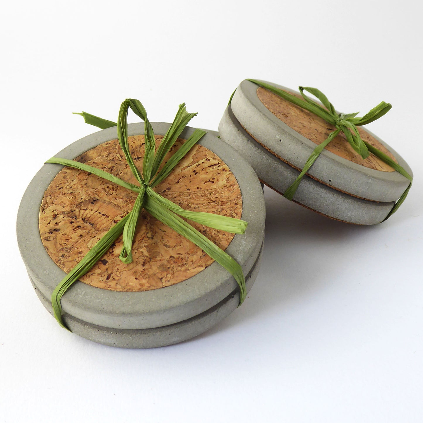 Concrete and cork coaster set - natural grey - set of 2 or 4