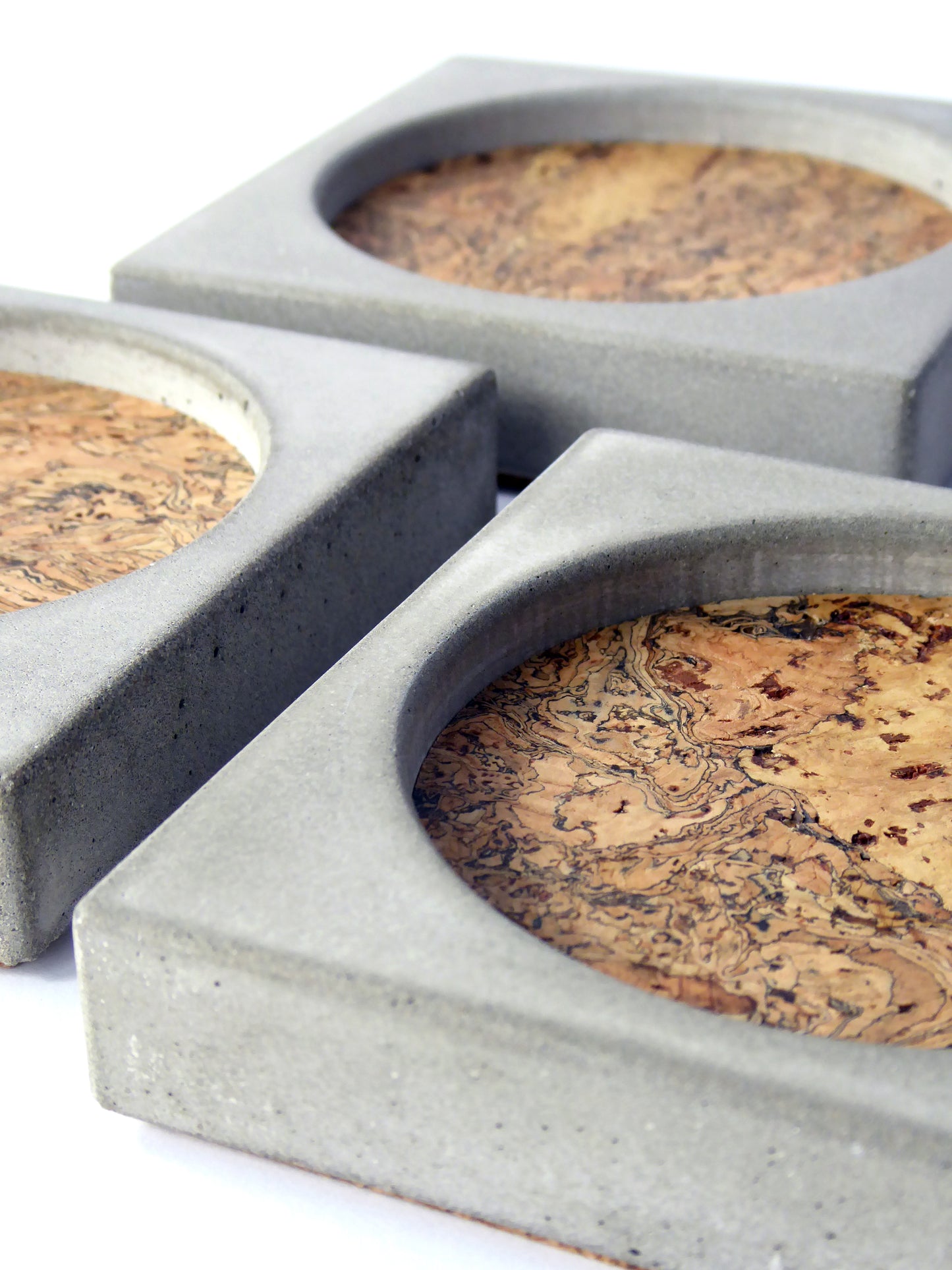 Cork & concrete jewellery tray - natural grey or white