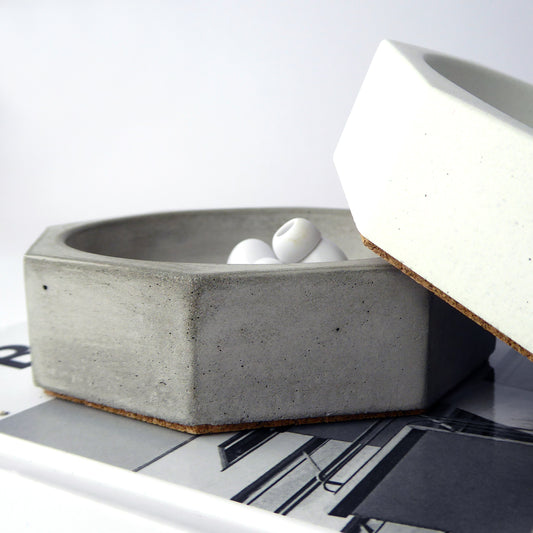 Concrete jewellery dish - natural grey or white