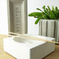 Concrete heritage brick with 'Brighton' embossed on it on a shelf next to an incense holder and a houseplant