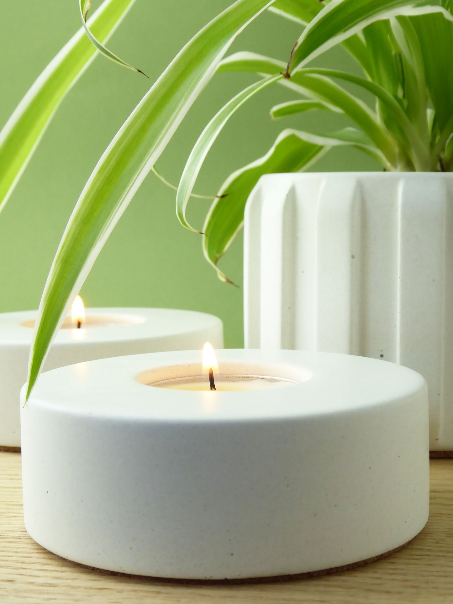 Concrete candle holder gift set - natural grey or white - set of 2