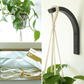 Gift set for plant lover - macrame hanger and ARC plant hook - black or grey