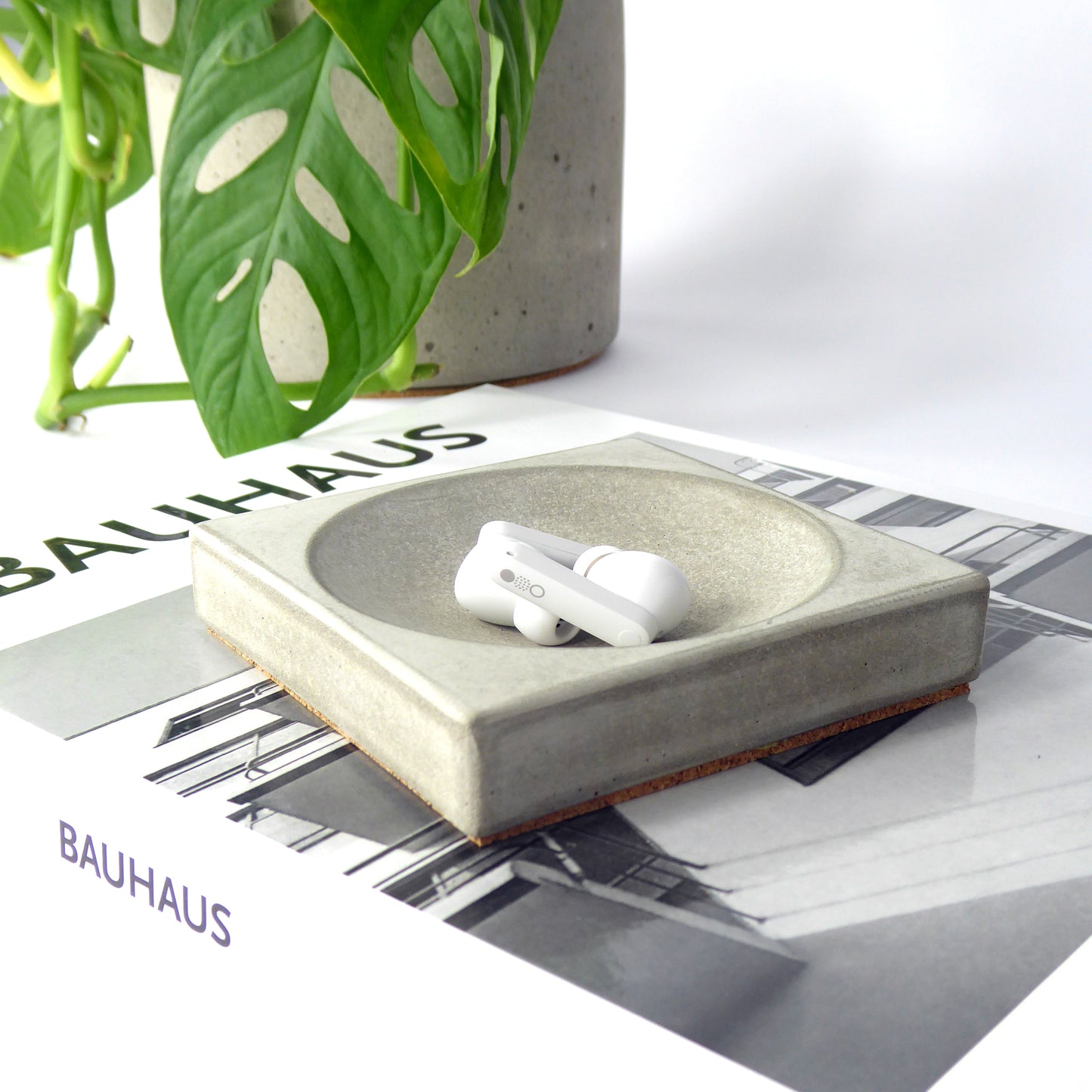 Concrete square trinket tray - natural grey or white