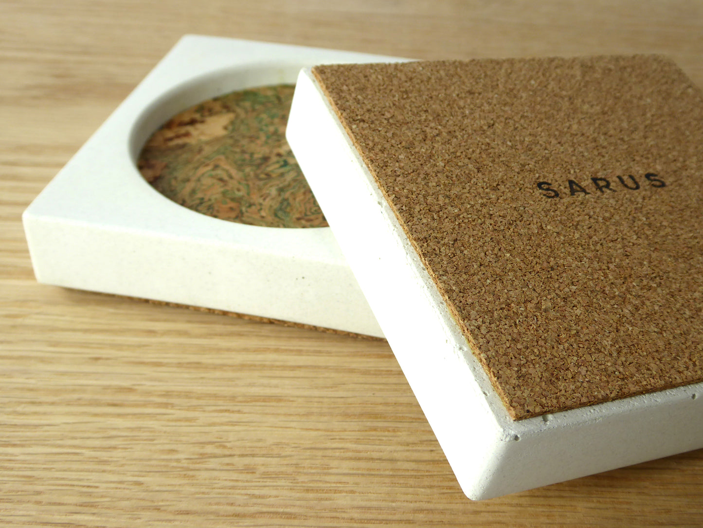 Cork & concrete jewellery tray - natural grey or white