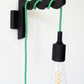 Wall lamp bracket, wooden wall hook for plug-in pendant light - black | sage | grey | blue